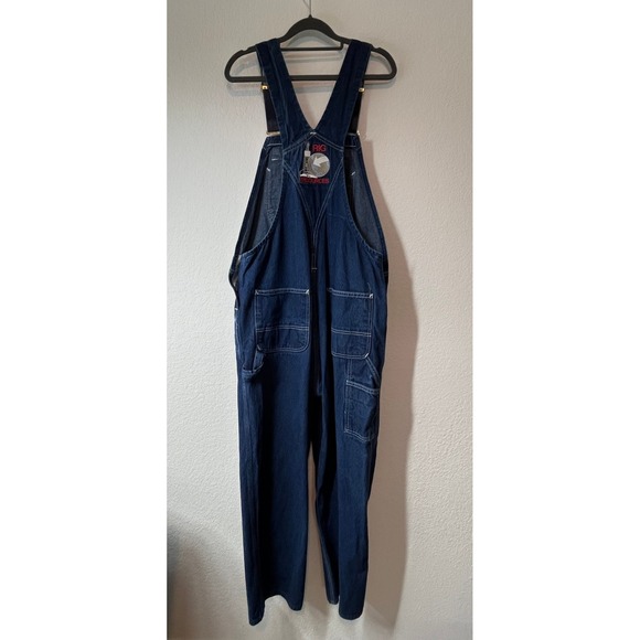 Carhartt Denim Bib Overalls Blue 36x28 Rig Resources Patch Vintage 90s Workwear - Picture 5 of 5